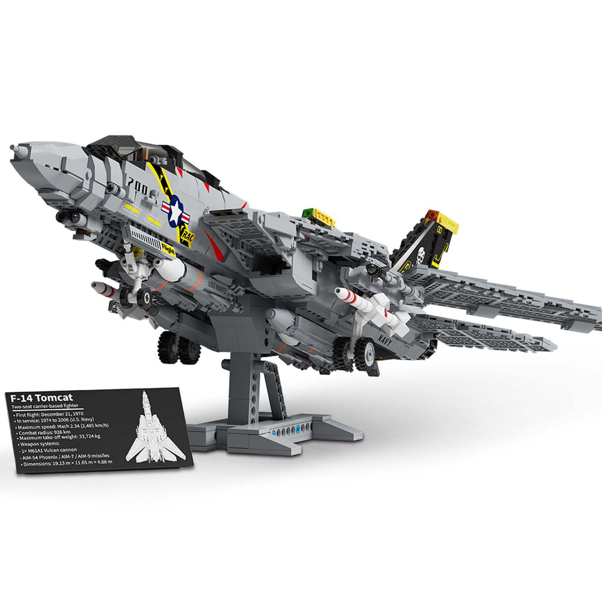 MISINI 1/35 Scale F-14 Tomcat Twin-Seat Carrier-Based Fighter Building Block Model