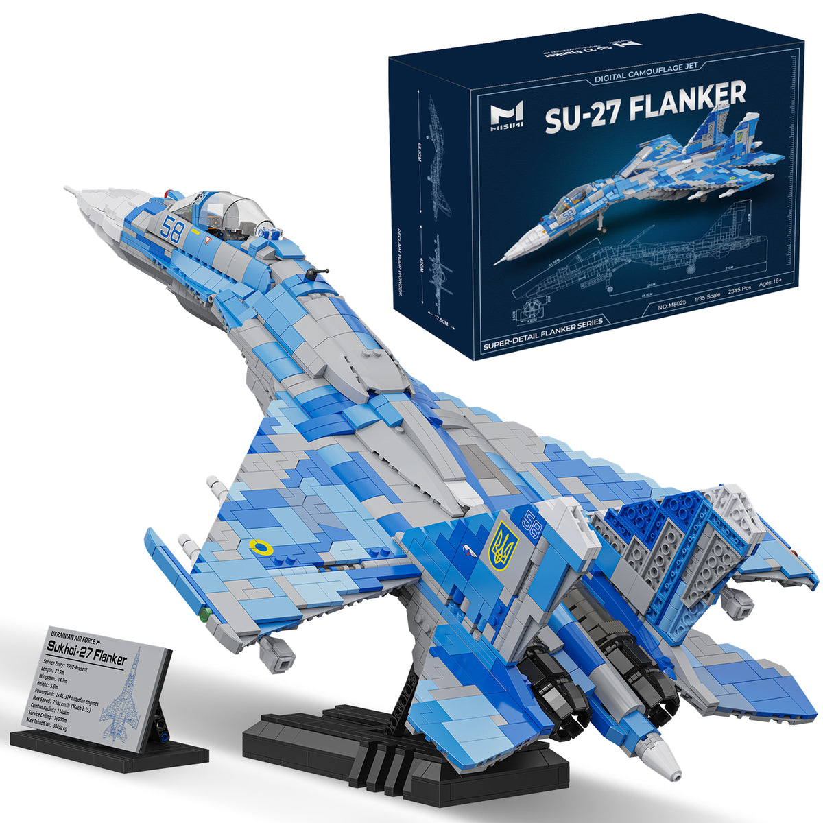 MISINI 1/35 Maßstab SU-27 Flanker Kampfjet Klemmbaustein-Modell