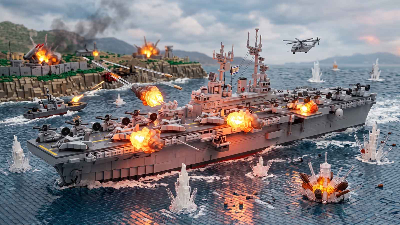 uss wasp amphibious assault ship brick model set