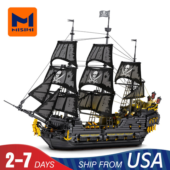 MISINI 66036 Black Pearl Pirate Ship US Warehouse Express