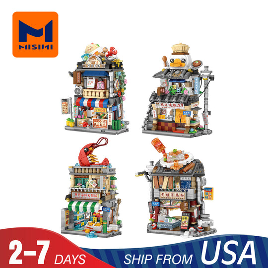 MISINI 4-in-1 Chinese Food Court Street View( 1290-1291-1292-1293) US Warehouse Express