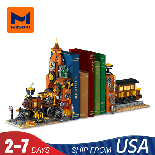 MISINI 028005 Steampunk Train Bookends US Warehouse Express