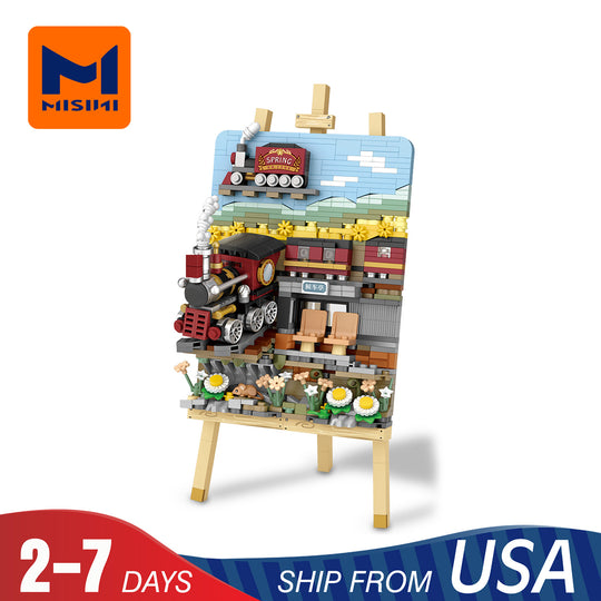 MISINI 1296 3D Train Station US  Warehouse Express