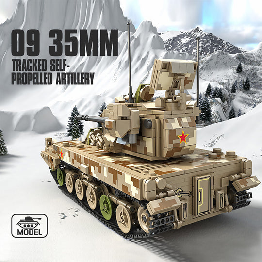 MISINI 688006 09 Type 35mm Tracked Self Propelled Anti Aircraft Artillery Building Block Set