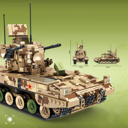 MISINI 688006 09 Type 35mm Tracked Self Propelled Anti Aircraft Artillery Building Block Set