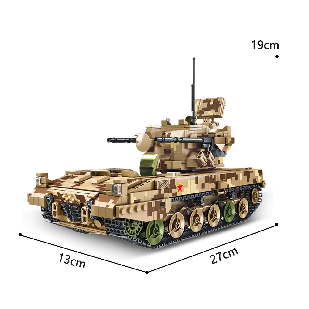 MISINI 688006 09 Type 35mm Tracked Self Propelled Anti Aircraft Artillery Building Block Set