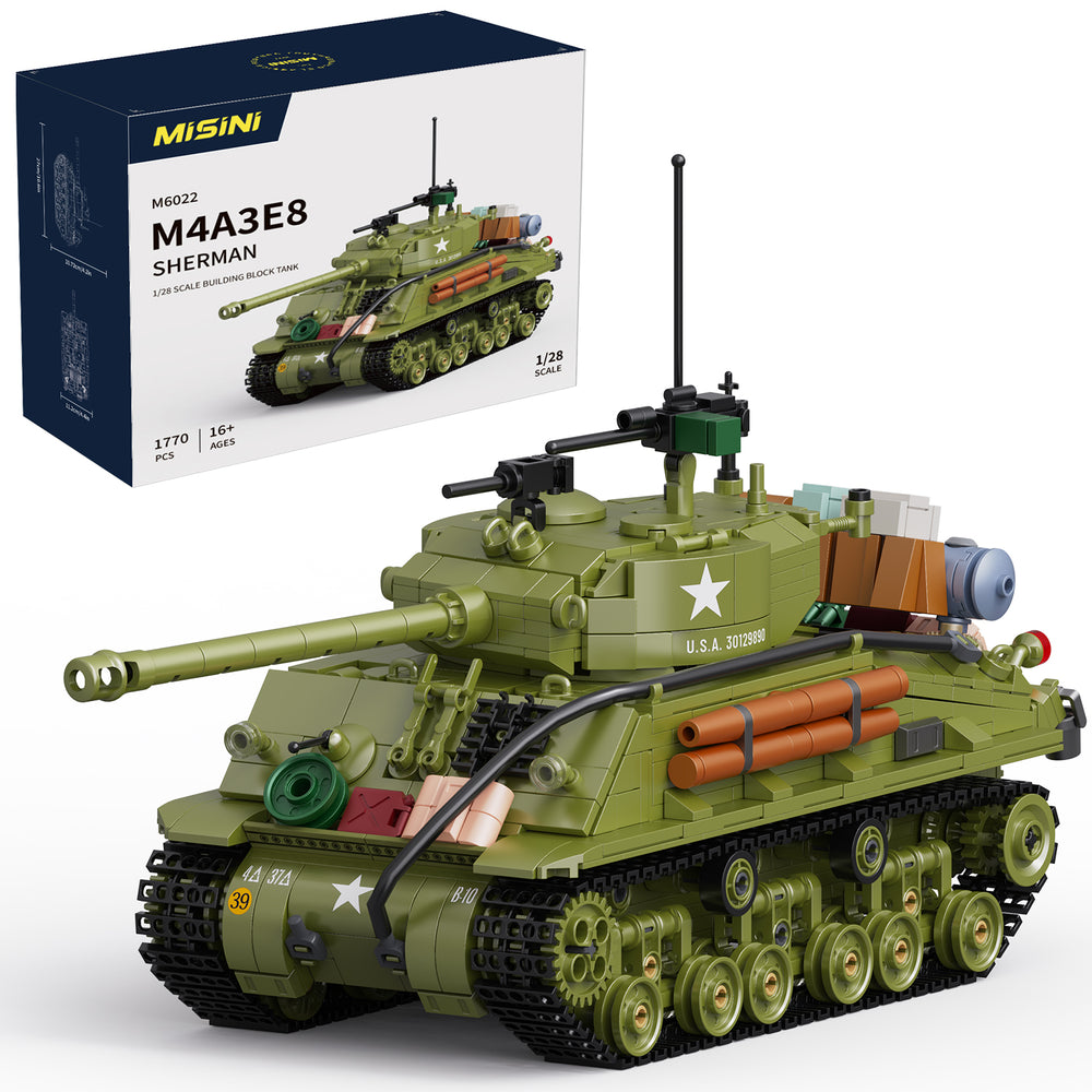 MISINI 1/28 Scale M4A3E8 Sherman Tank Building Block Model
