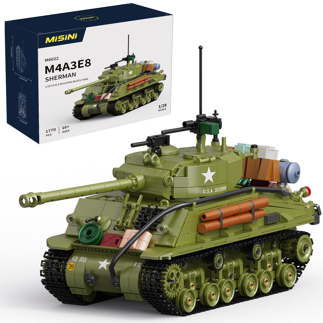 MISINI 1/28 Scale M4A3E8 Sherman Tank Building Block Model