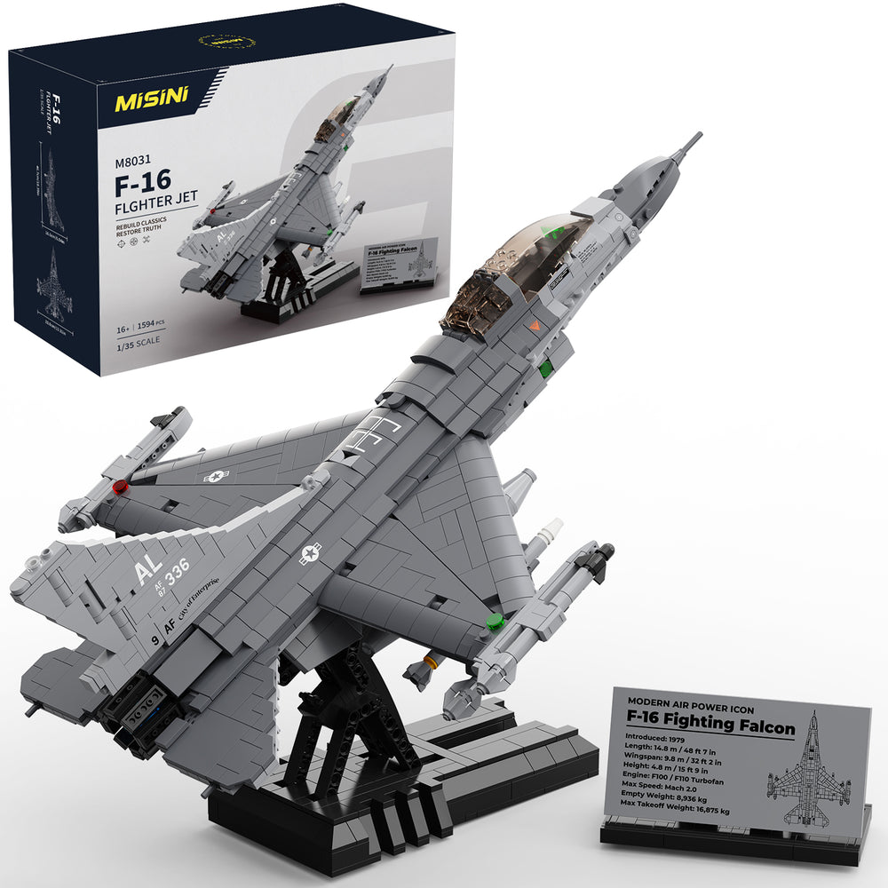 MISINI 1/35 Scale F-16 Fighting Falcon Fighter Jet Building Block Set