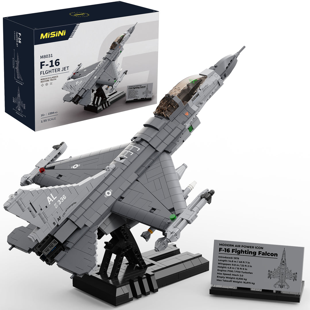 MISINI 1/35 Scale F-16 Fighting Falcon Fighter Jet Building Block Set