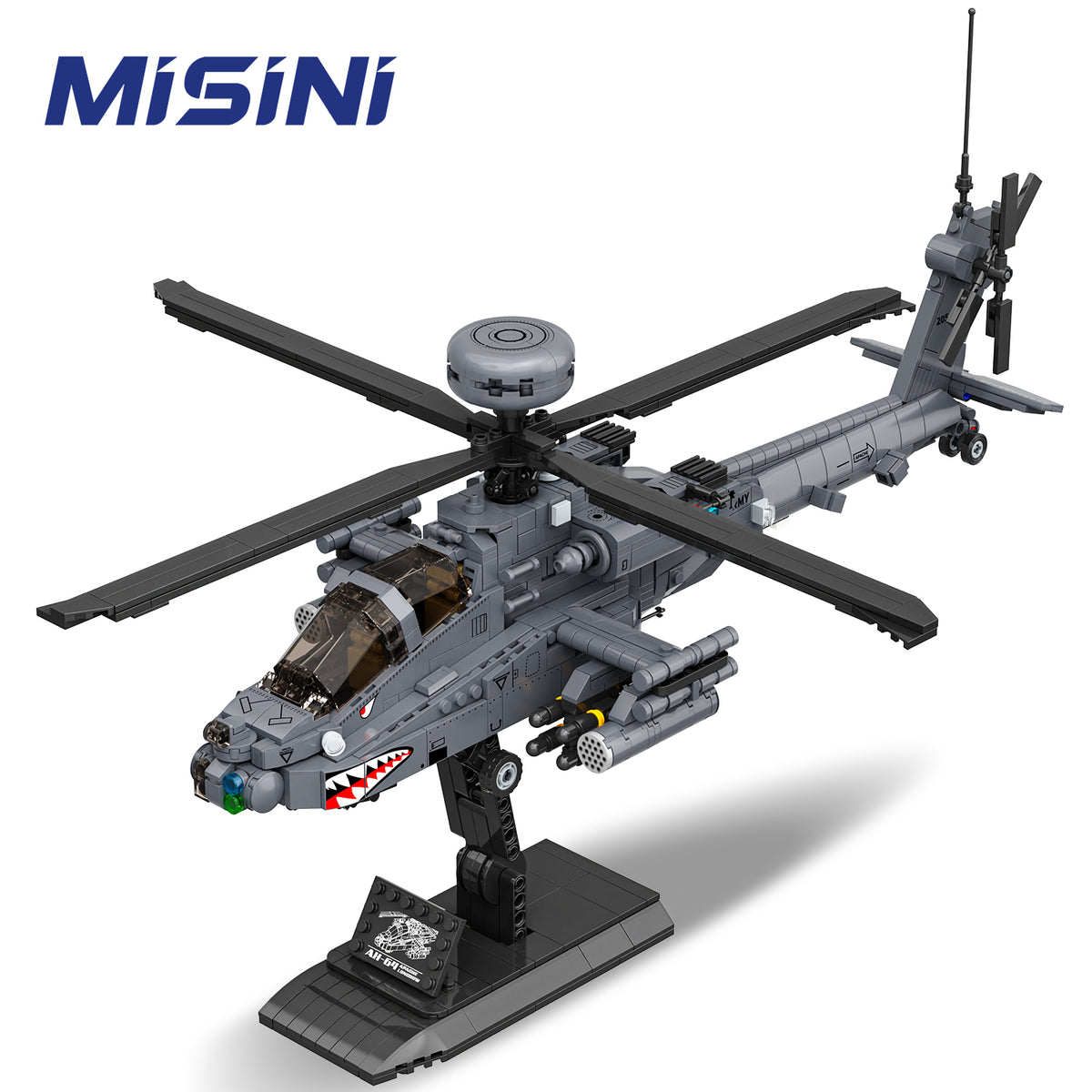 MISINI 1/35 AH-64 Apache Longbow Klemmbaustein-Modell